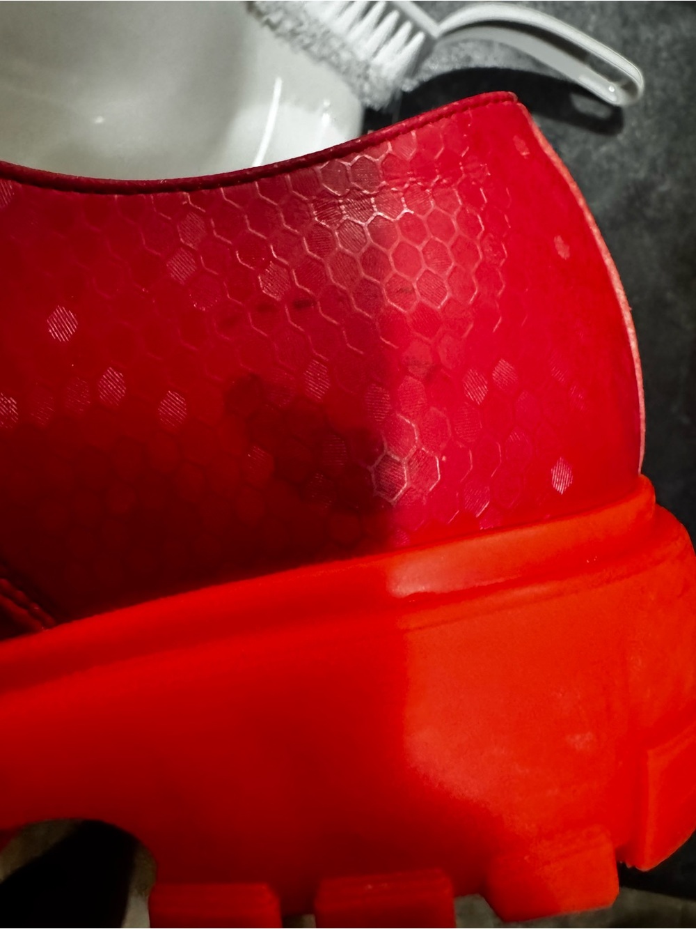 John Fluevog Red Vegan Lace-Up Platform Shoe - Statement Sneaker - Picture 9 of 9